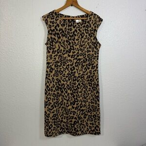 Emma & Michele Leopard Print Dress Size 10 Sleeveless Career Bodycon 37”